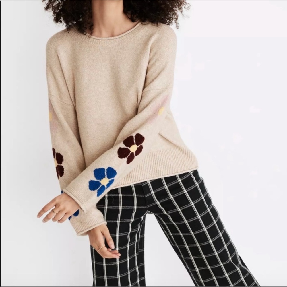 Madewell Belmore Floral Sleeve Sweater